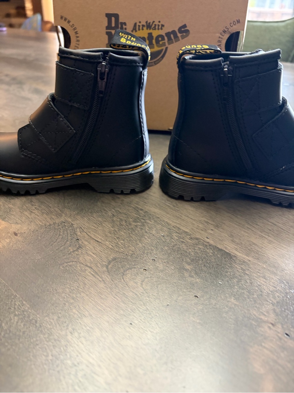 Dr. Martens Kids Black Leather Velcro Boots - Picture 4 of 6
